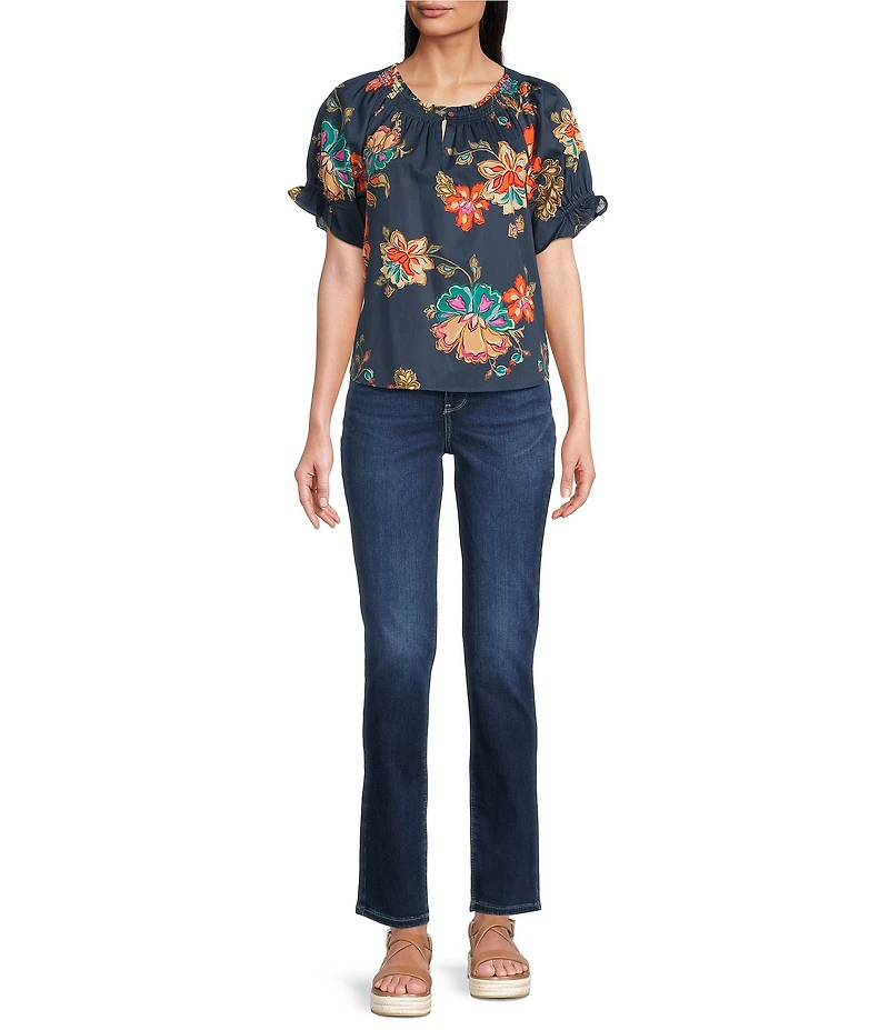 NYDJ Sheri Slim Tonal Stitch High Rise Slim Leg Ankle Jeans