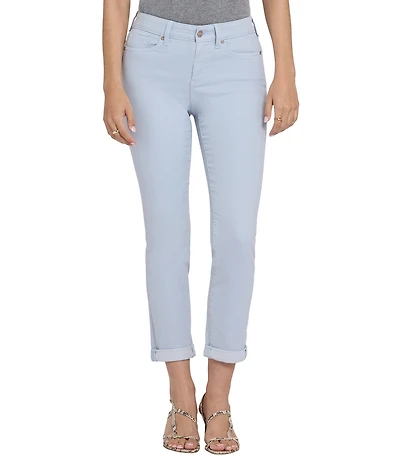 NYDJ Sherri Stretch Denim Mid Rise Straight Leg Ankle Length Jeans