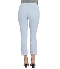 NYDJ Sherri Stretch Denim Mid Rise Straight Leg Ankle Length Jeans