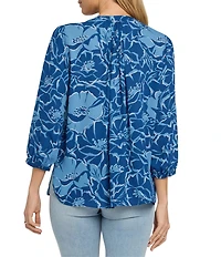 NYDJ Split Round Neck 3/4 Sleeves Pintuck Blouse