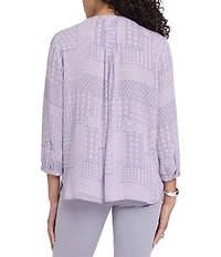 NYDJ Split Round Neck 3/4 Sleeves Pintuck Blouse