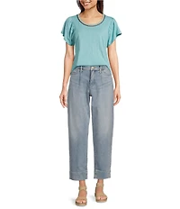 NYDJ Stretch Denim High Rise Wide Leg Ankle Jeans