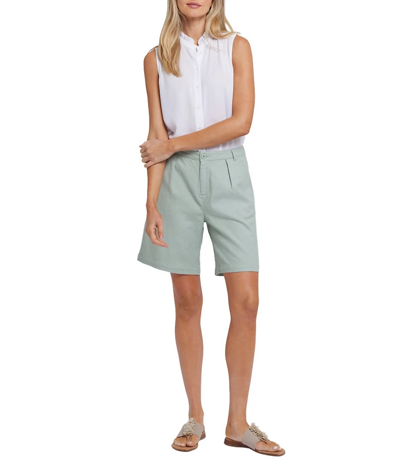 NYDJ Stretch Linen Blend High Rise Relaxed Fit Shorts