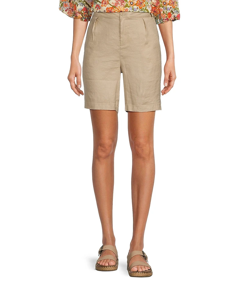NYDJ Stretch Linen Blend High Rise Relaxed Fit Shorts