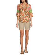 NYDJ Stretch Linen Blend High Rise Relaxed Fit Shorts
