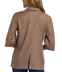 NYDJ Stretch Linen Blend Notch Collar Elbow Sleeve Single Button Blazer