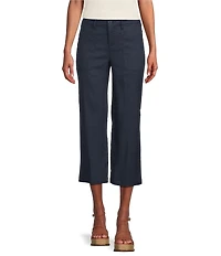 NYDJ Stretch Linen Blend High Rise Wide Leg Cargo Capri Pants