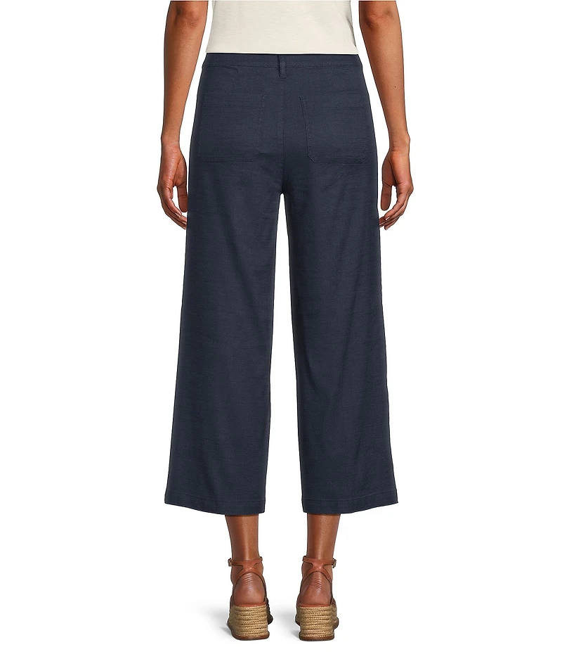 NYDJ Stretch Linen Blend High Rise Wide Leg Cargo Capri Pants