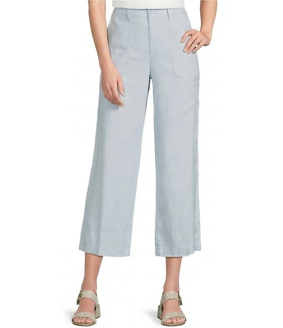 NYDJ Stretch Linen Blend High Rise Wide Leg Cargo Capri Pants