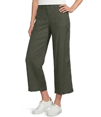 NYDJ Stretch Linen Blend High Rise Wide Leg Cargo Capri Pants