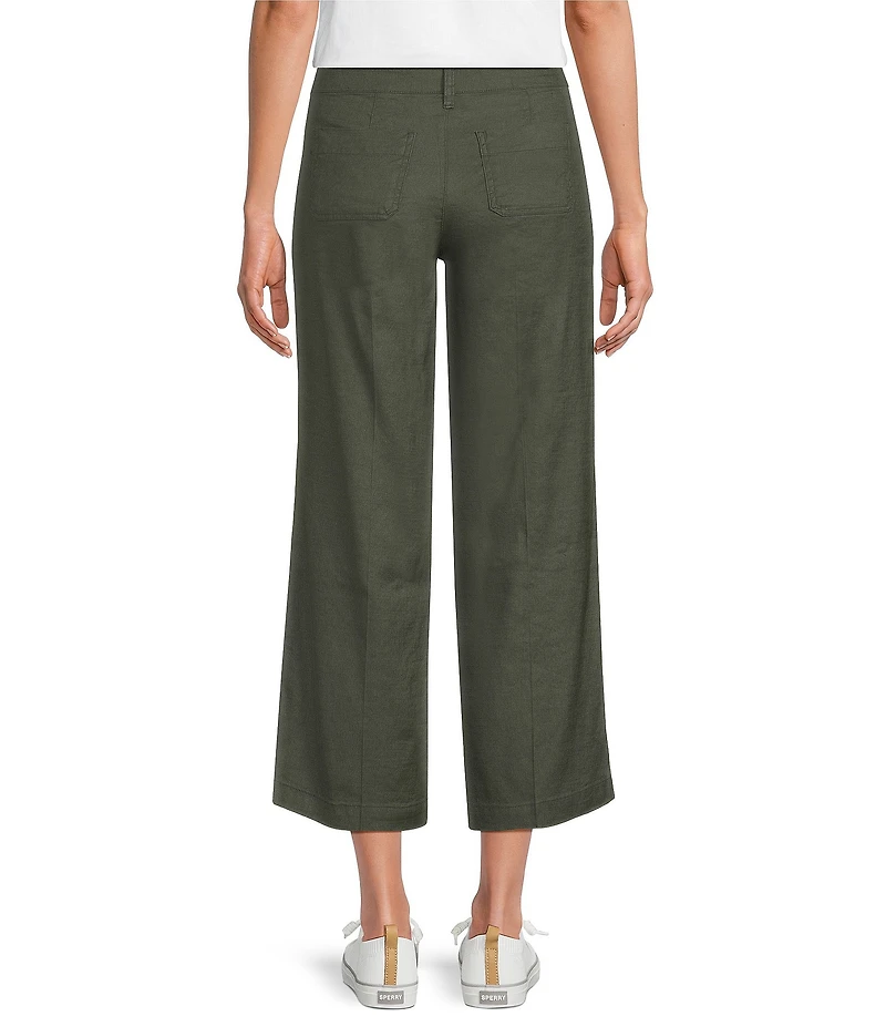 NYDJ Stretch Linen Blend High Rise Wide Leg Cargo Capri Pants