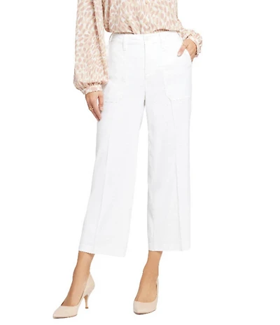 NYDJ Stretch Linen Blend High Rise Wide Leg Cargo Capri Pants
