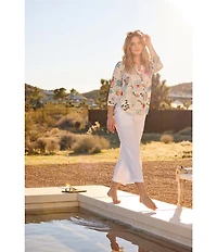 NYDJ Stretch Linen Blend High Rise Wide Leg Cargo Capri Pants