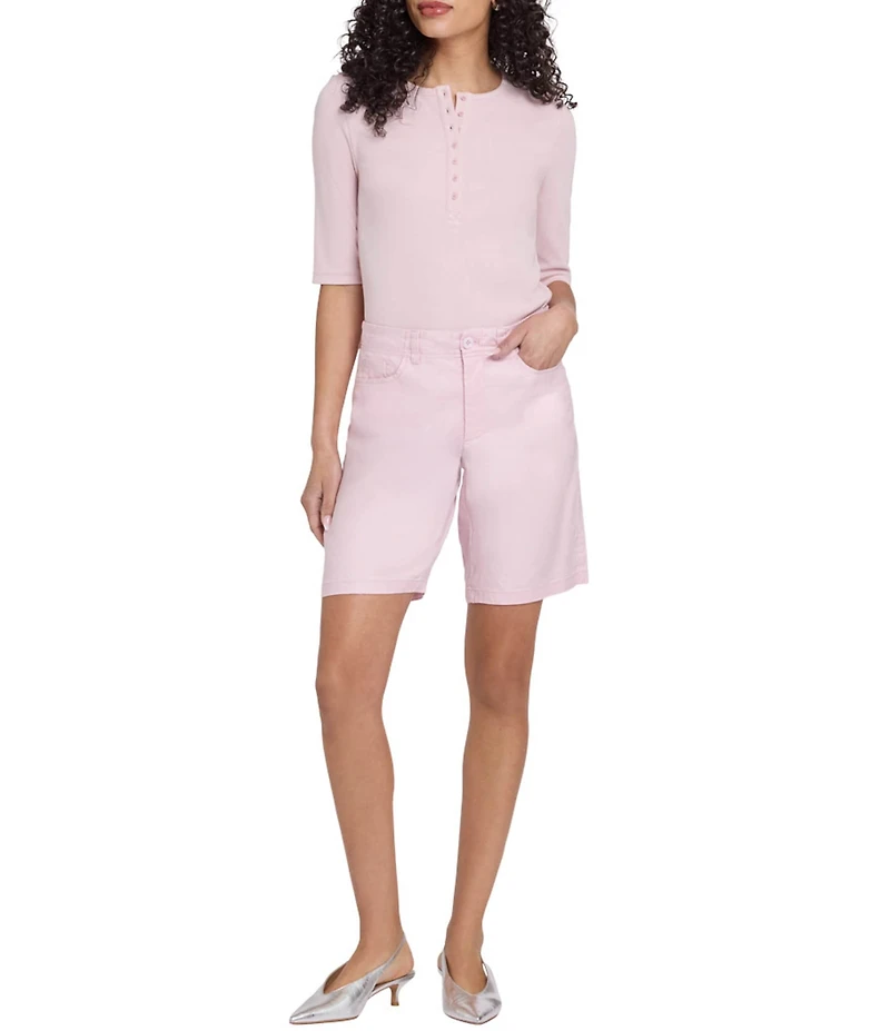 NYDJ Stretch Linen Lift Tuck® Technology Mid Rise Bermuda Shorts