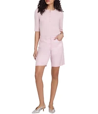 NYDJ Stretch Linen Lift Tuck® Technology Mid Rise Bermuda Shorts