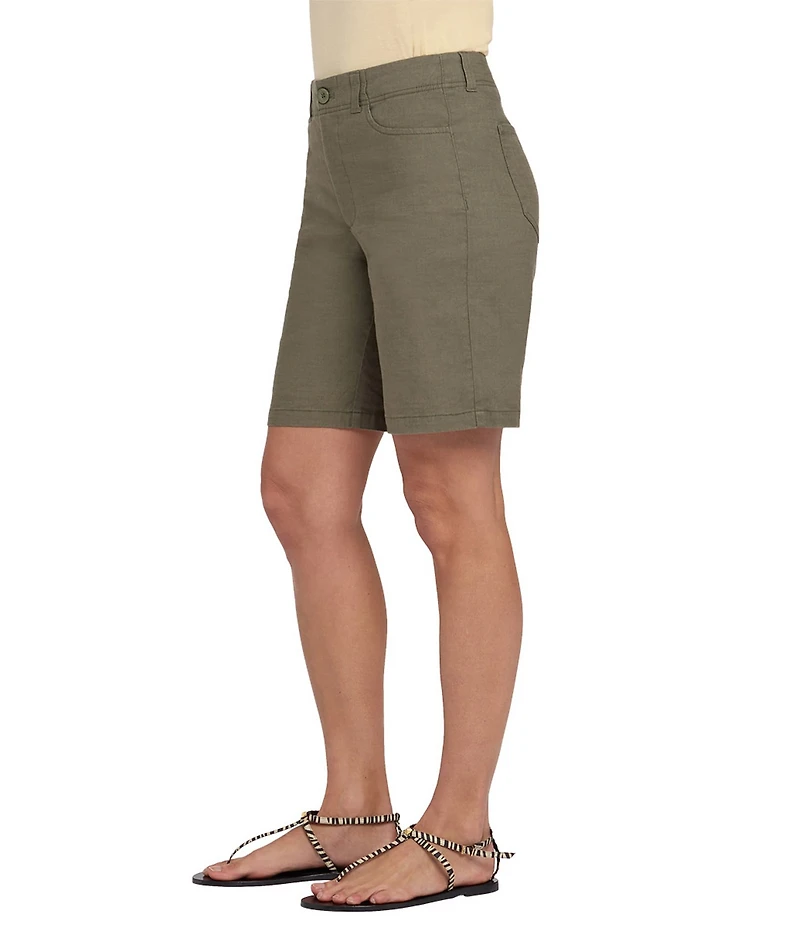 NYDJ Stretch Linen Lift Tuck® Technology Mid Rise Bermuda Shorts