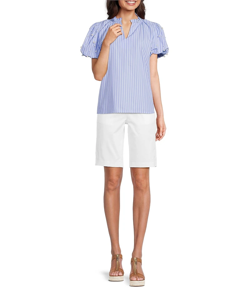 NYDJ Stretch Twill Flat Front High Rise Shorts