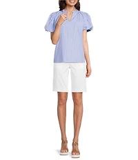 NYDJ Stretch Twill Flat Front High Rise Shorts