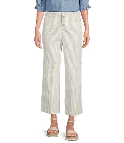 NYDJ Teresa High-Rise Wide-Leg Stripe Ankle Jeans
