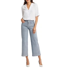 NYDJ Teresa Lift Tuck® Silver Foil Wide Leg Ankle Jeans