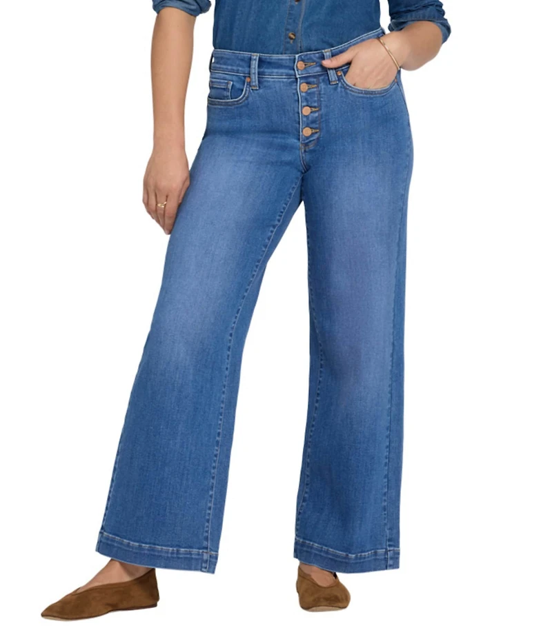 NYDJ Teresa Lift Tuck® Technology Stretch Denim Exposed Button Wide Leg Jeans