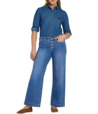 NYDJ Teresa Lift Tuck® Technology Stretch Denim Exposed Button Wide Leg Jeans