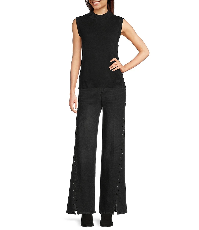 NYDJ Teresa Lift Tuck® Technology Stretch Denim Rhinestone Wide Leg Jeans