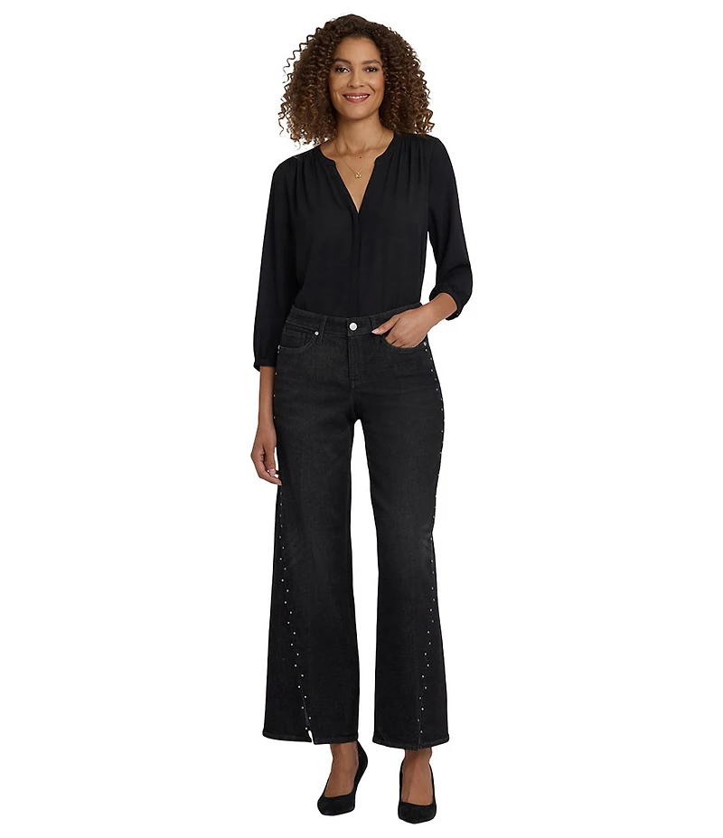 NYDJ Teresa Lift Tuck® Technology Stretch Denim Rhinestone Wide Leg Jeans