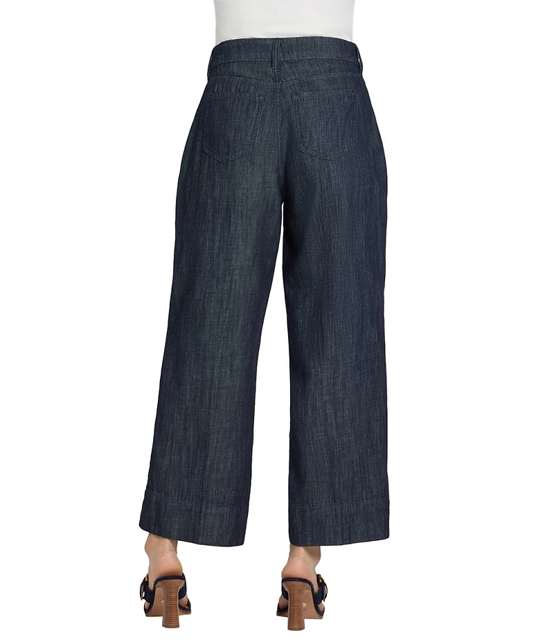 NYDJ Teresa Stretch Denim High Rise Pleated Wide Leg Jeans