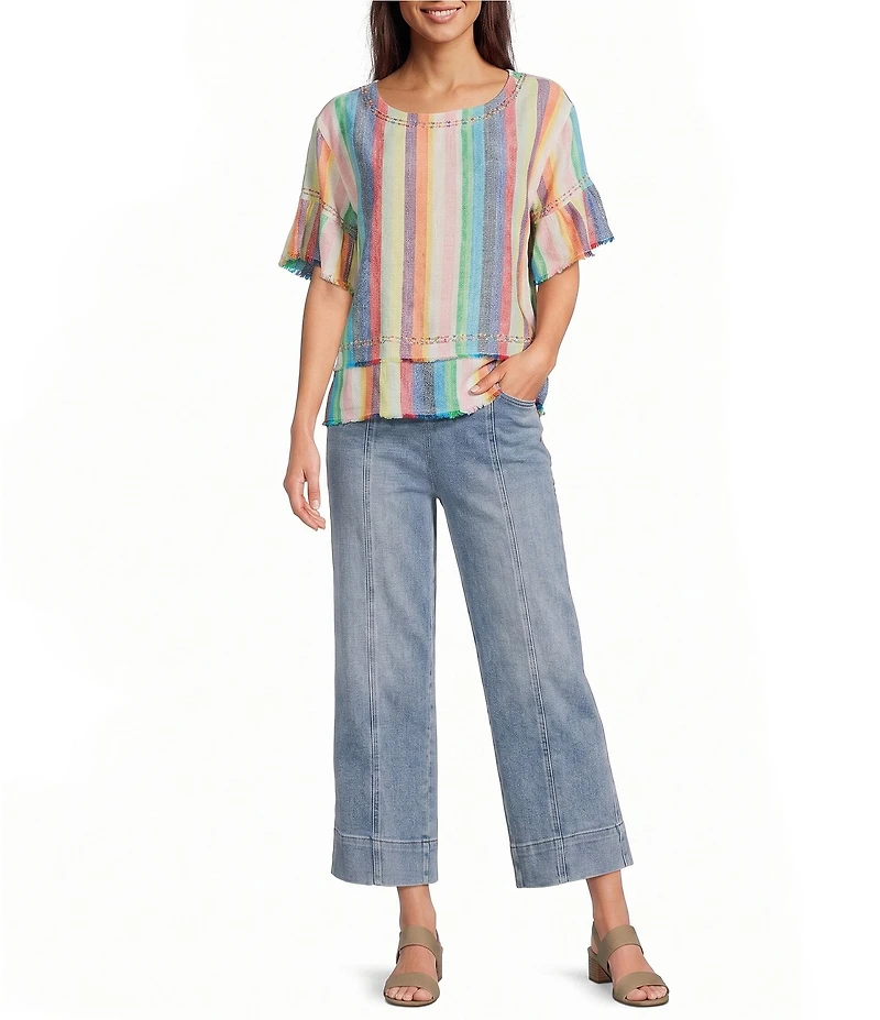 NYDJ Teresa Stretch Denim Wide Leg Ankle Length Jeans