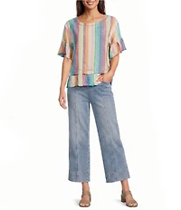 NYDJ Teresa Stretch Denim Wide Leg Ankle Length Jeans