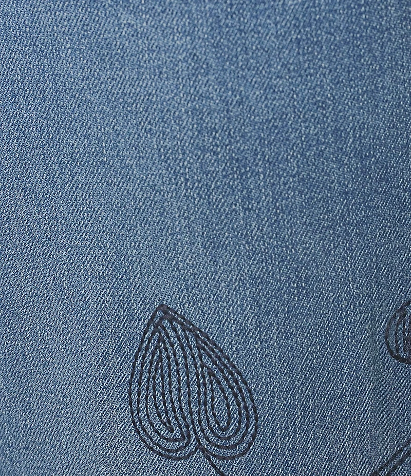 NYDJ Teresa Stretch Denim Wide Leg Floral Embroidered Jeans