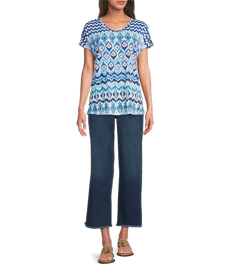 NYDJ Teresa Stretch Denim Wide Leg Frayed Hem Jeans