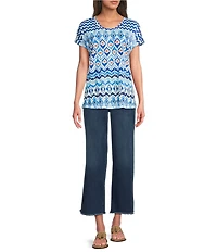 NYDJ Teresa Stretch Denim Wide Leg Frayed Hem Jeans