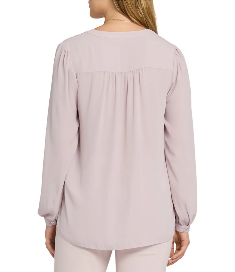 NYDJ Trinity Split V-Neck Long Sleeve Blouse