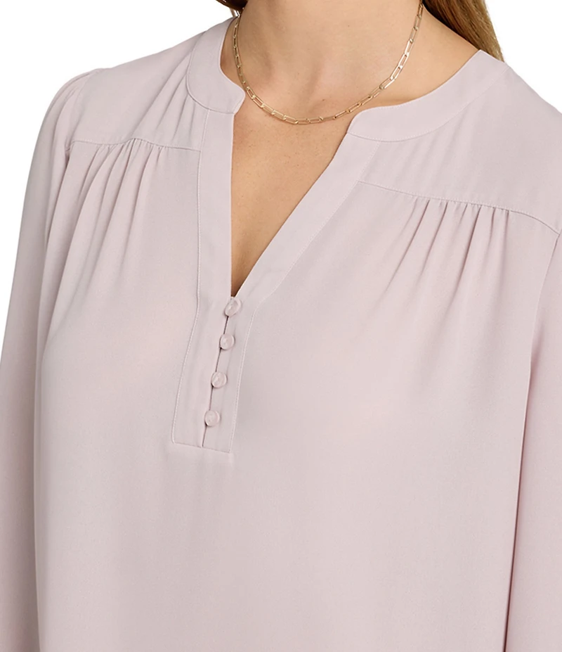 NYDJ Trinity Split V-Neck Long Sleeve Blouse