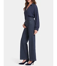 NYDJ Vertical Stripe Teresa Wide Leg High-Rise Lift Tuck® Jeans