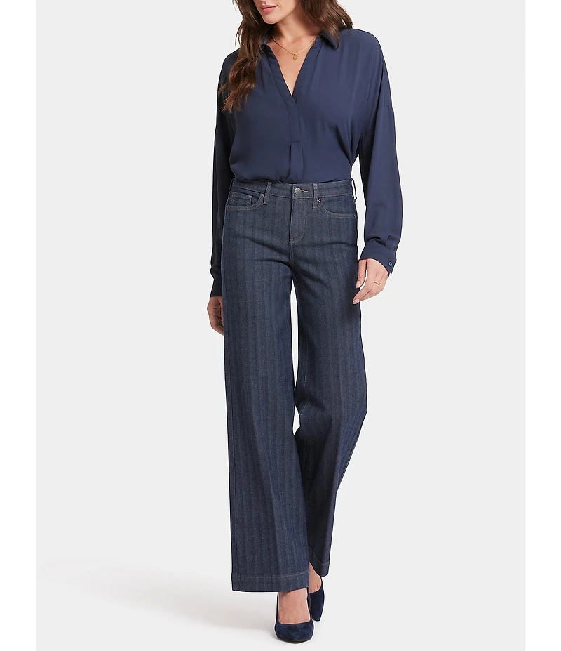 NYDJ Vertical Stripe Teresa Wide Leg High-Rise Lift Tuck® Jeans