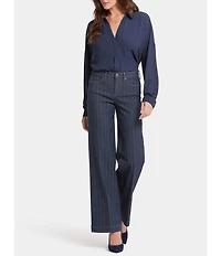 NYDJ Vertical Stripe Teresa Wide Leg High-Rise Lift Tuck® Jeans