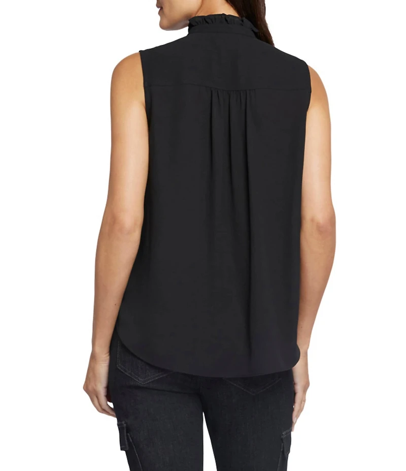 NYDJ Woven Mock Neck Ruffle Sleeveless Blouse