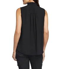 NYDJ Woven Mock Neck Ruffle Sleeveless Blouse