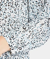 NYDJ Woven Printed Point Collar Long Sleeve Blouse