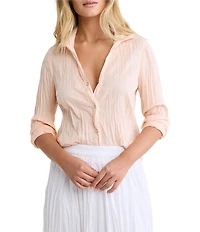 nz by Nic + Zoe Core Cotton Point Collar Long Sleeve Button-Front Shirt