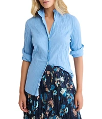 nz by Nic + Zoe Core Cotton Point Collar Long Sleeve Button-Front Shirt