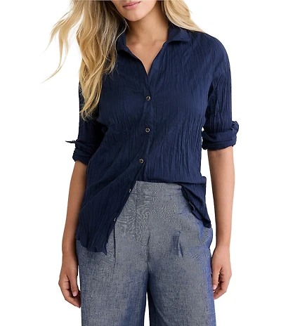 nz by Nic + Zoe Core Cotton Point Collar Long Sleeve Button-Front Shirt