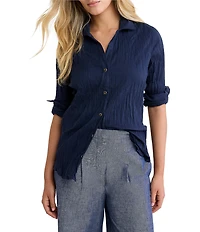 nz by Nic + Zoe Core Cotton Point Collar Long Sleeve Button-Front Shirt
