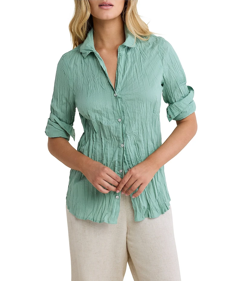 nz by Nic + Zoe Core Cotton Point Collar Long Sleeve Button-Front Shirt