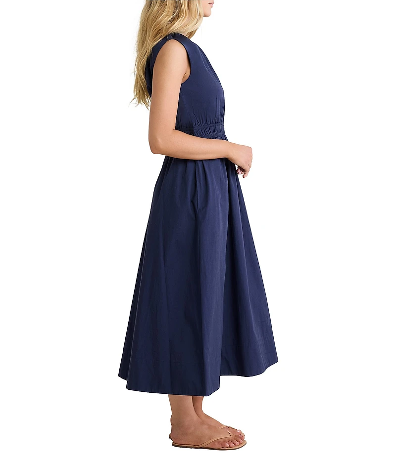 nz by Nic + Zoe Dakota Cotton Poplin Round Neck Sleeveless A-Line Midi Dress