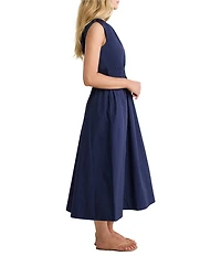 nz by Nic + Zoe Dakota Cotton Poplin Round Neck Sleeveless A-Line Midi Dress