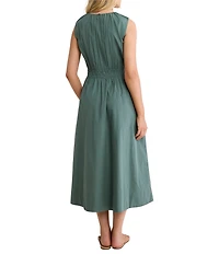 nz by Nic + Zoe Dakota Cotton Poplin Round Neck Sleeveless A-Line Midi Dress